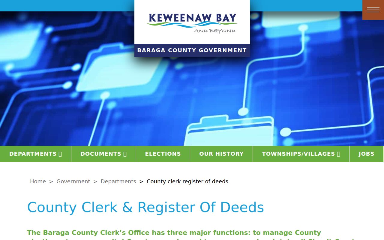 Baraga County criminal court file custodian at the county clerk office