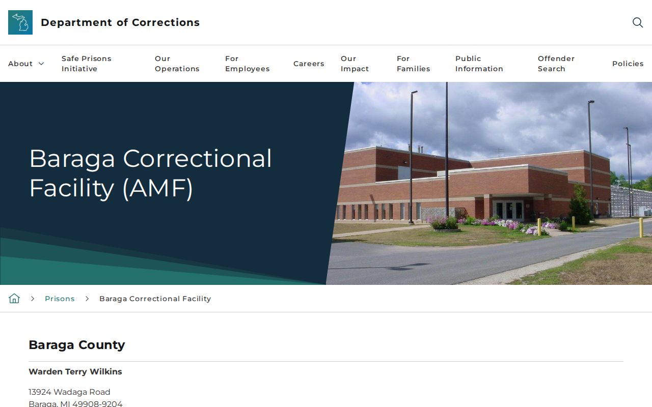 Baraga Correctional Facility source distinguishing prison from local criminal records