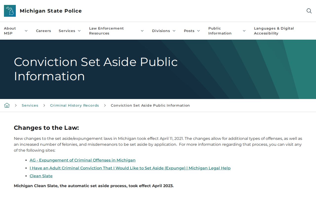 Baraga County criminal record set-aside instructions